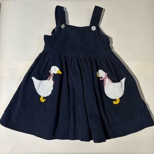 Trotters London Navy Blue corduroy Dress Duck British toddler girls pinafore 2